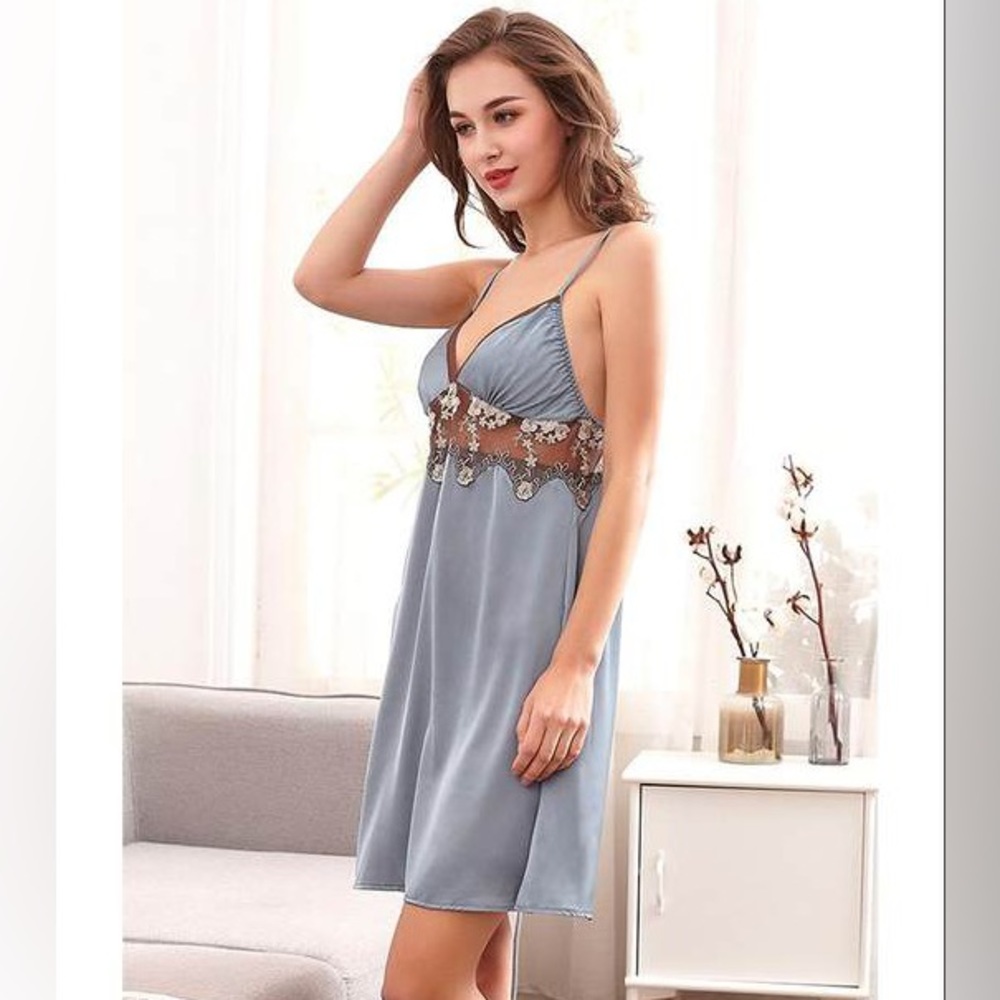 🌸 Blue Rosa Lounge Sleepwear Dress